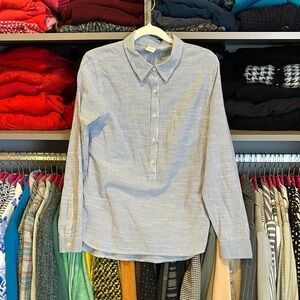 GAP white/blue striped long sleeve pop over button down shirt size XS